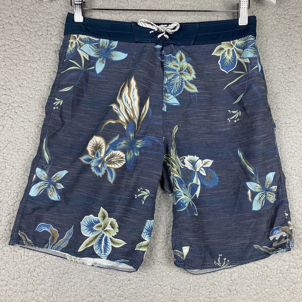 Billabong Platinum X Sundays Men's Size 28  Board Shorts Blue Floral Trunks‎
